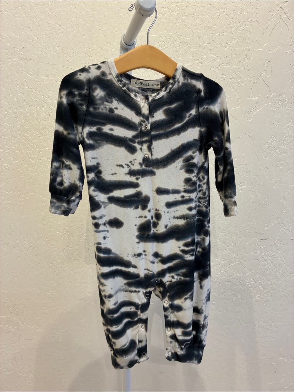 Fairwell Black & White Tie-Dye Footed One-Piece